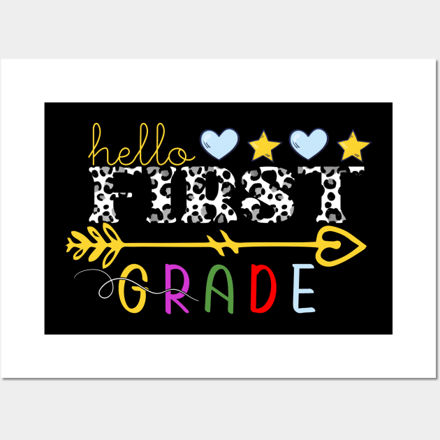 Hello first grade Leopard Print 1st Grade Teacher Boys Wall Art by aimed2